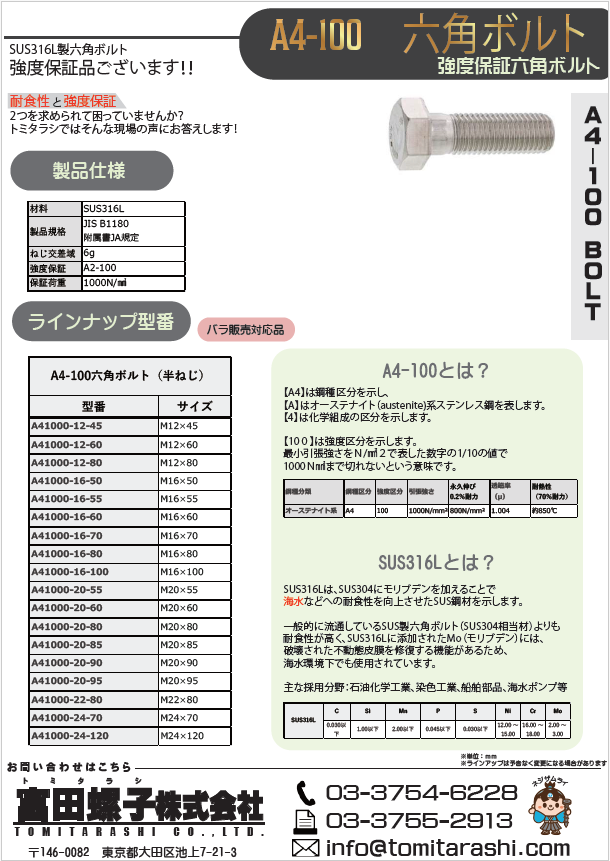 A4-100六角ボルト