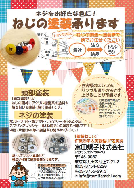 頭部塗装ねじ・塗装ねじ